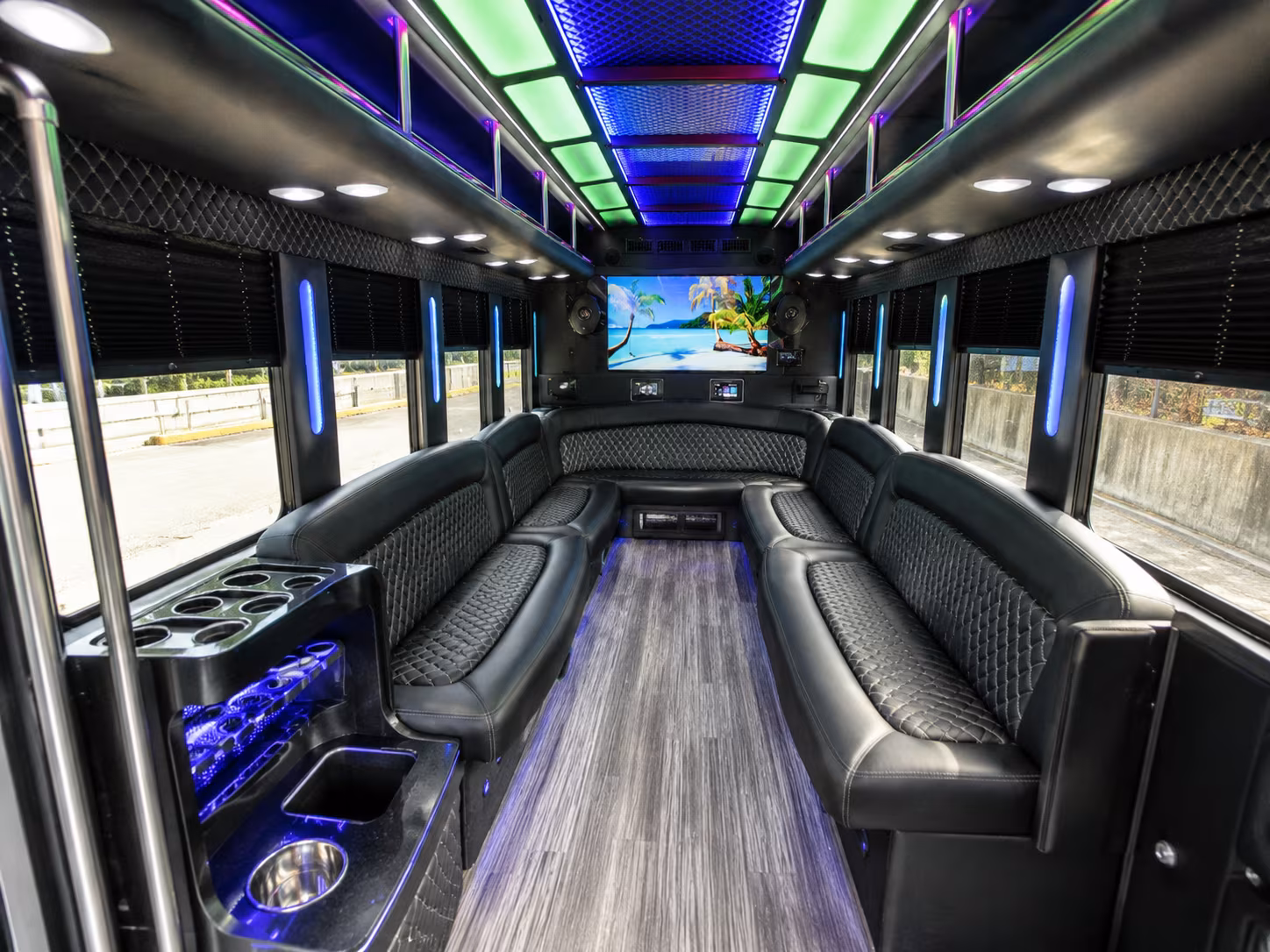 paterson 18 passenger party bus inside